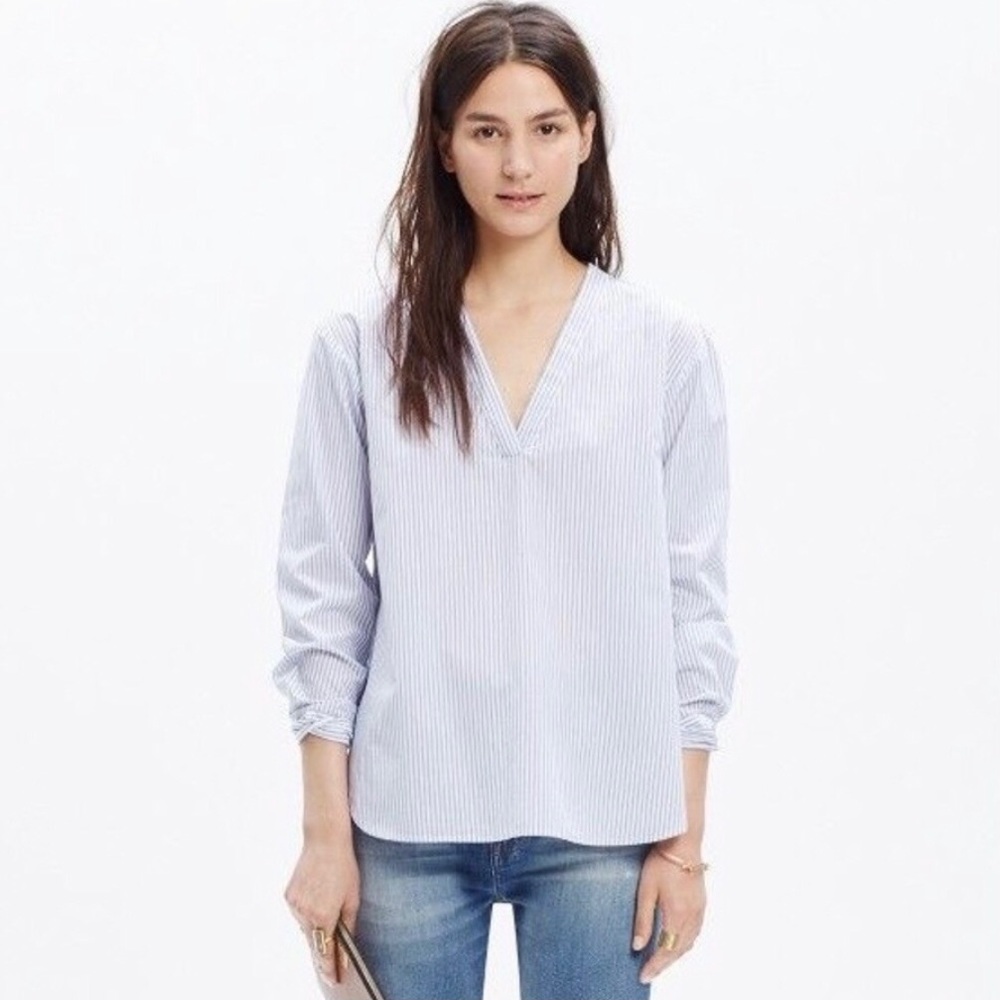 Madewell Constant Popover Shirt Stripe Large